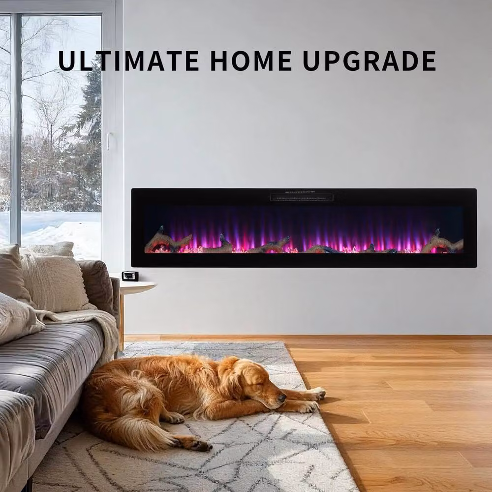 FLAVORA 42 inch Black LED Media Electric Fireplace Wall Heater – 2