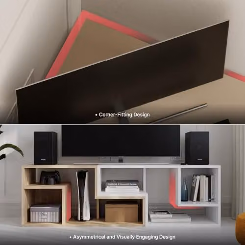 Decortie Glis Modern TV Unit in White and Oak, W/D/H: 90 x 45 x 35 cm – 4