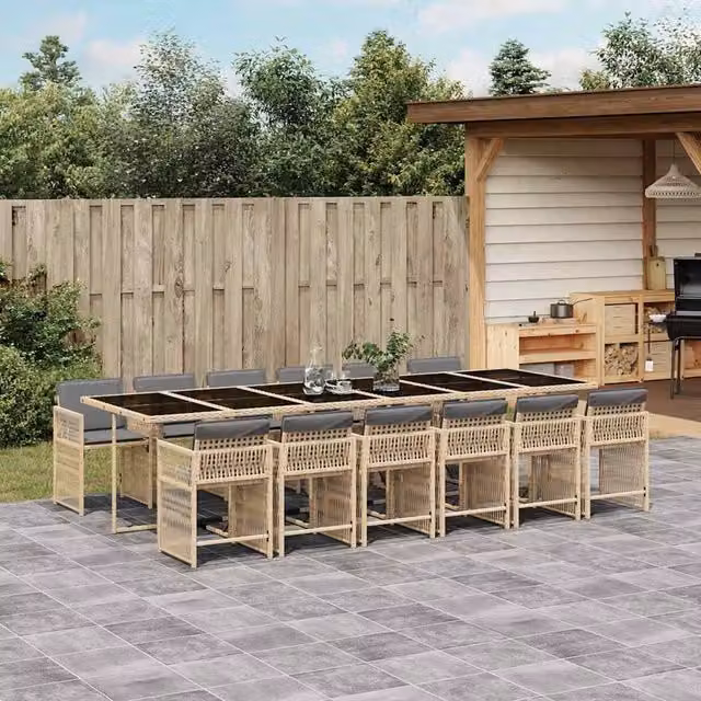 Berkfield Home Garden Dining Set in Beige and Light Grey