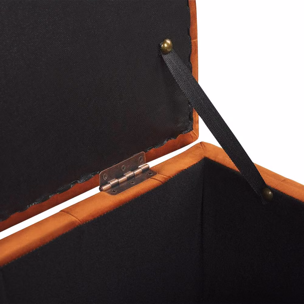 Wyld and Coco Orange Velvet Chesterfield Tufted Storage Ottoman Bench – 5