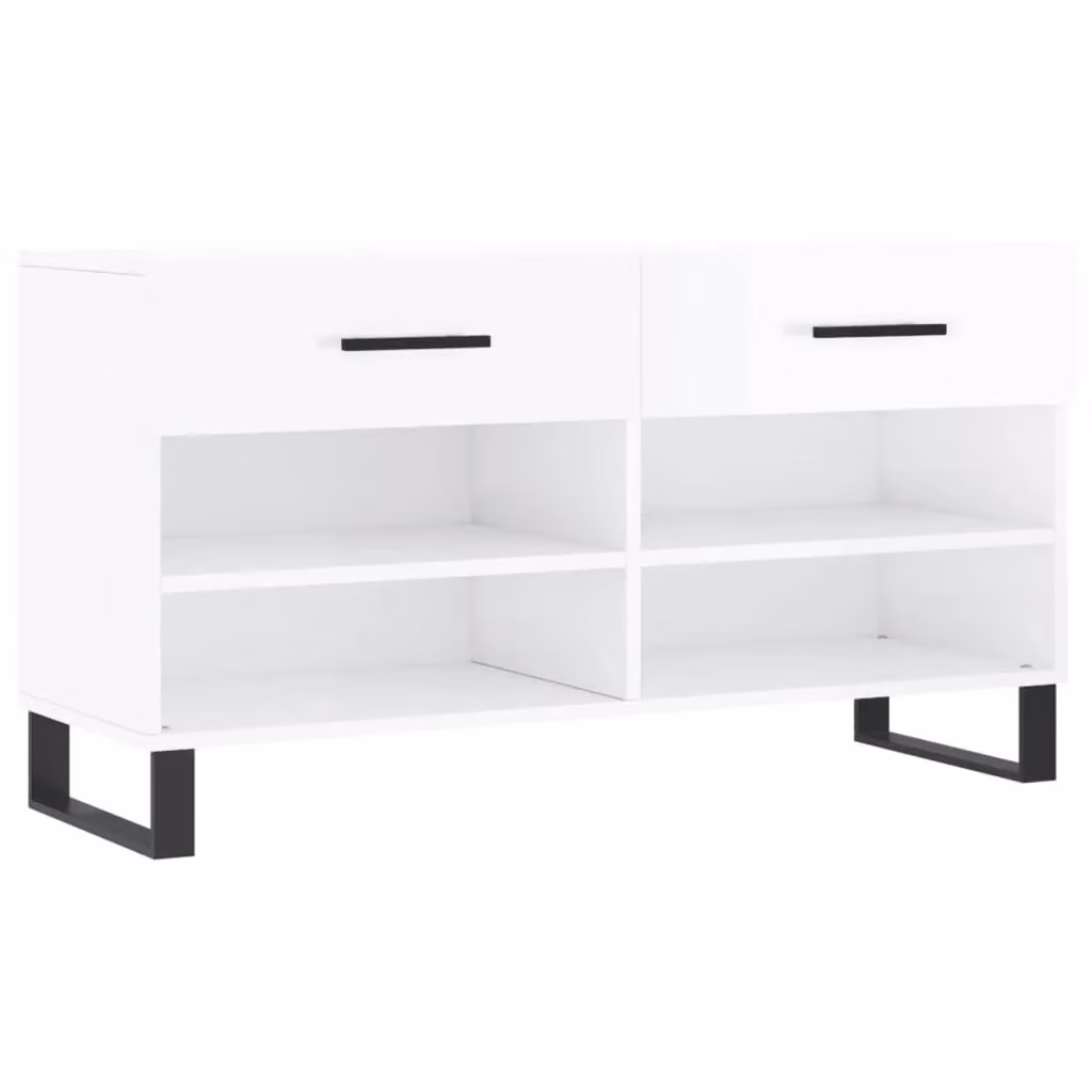 Berkfield Home High Gloss White Shoe Bench W/D/H: 102 x 35 x 55 cm – 2