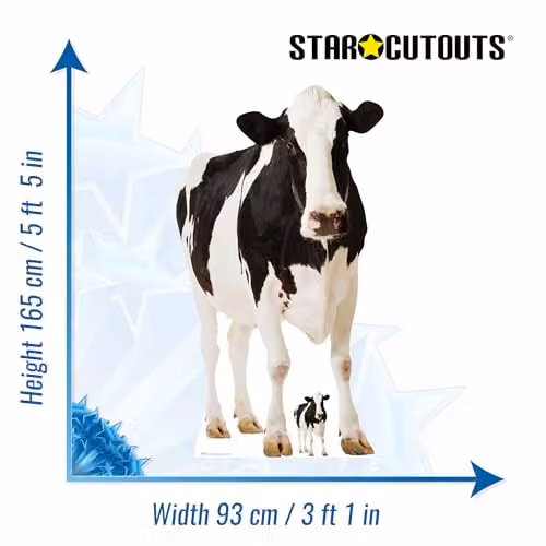 Star Cutouts SC163 Cow Cardboard Cutout, Multicolour, Height: 152 cm – 3