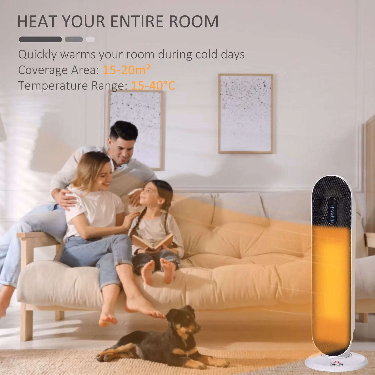 HOMCOM White Ceramic Fan Heater with Remote Control and Thermostat – 4