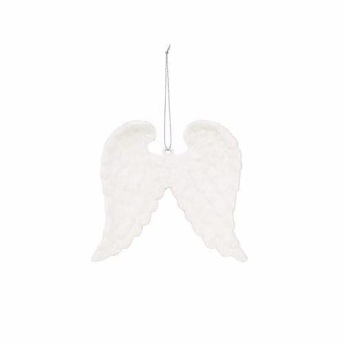 Melody Maison Set of 4 White Glitter Angel Wing Hanging Pendants, 12 cm – 5