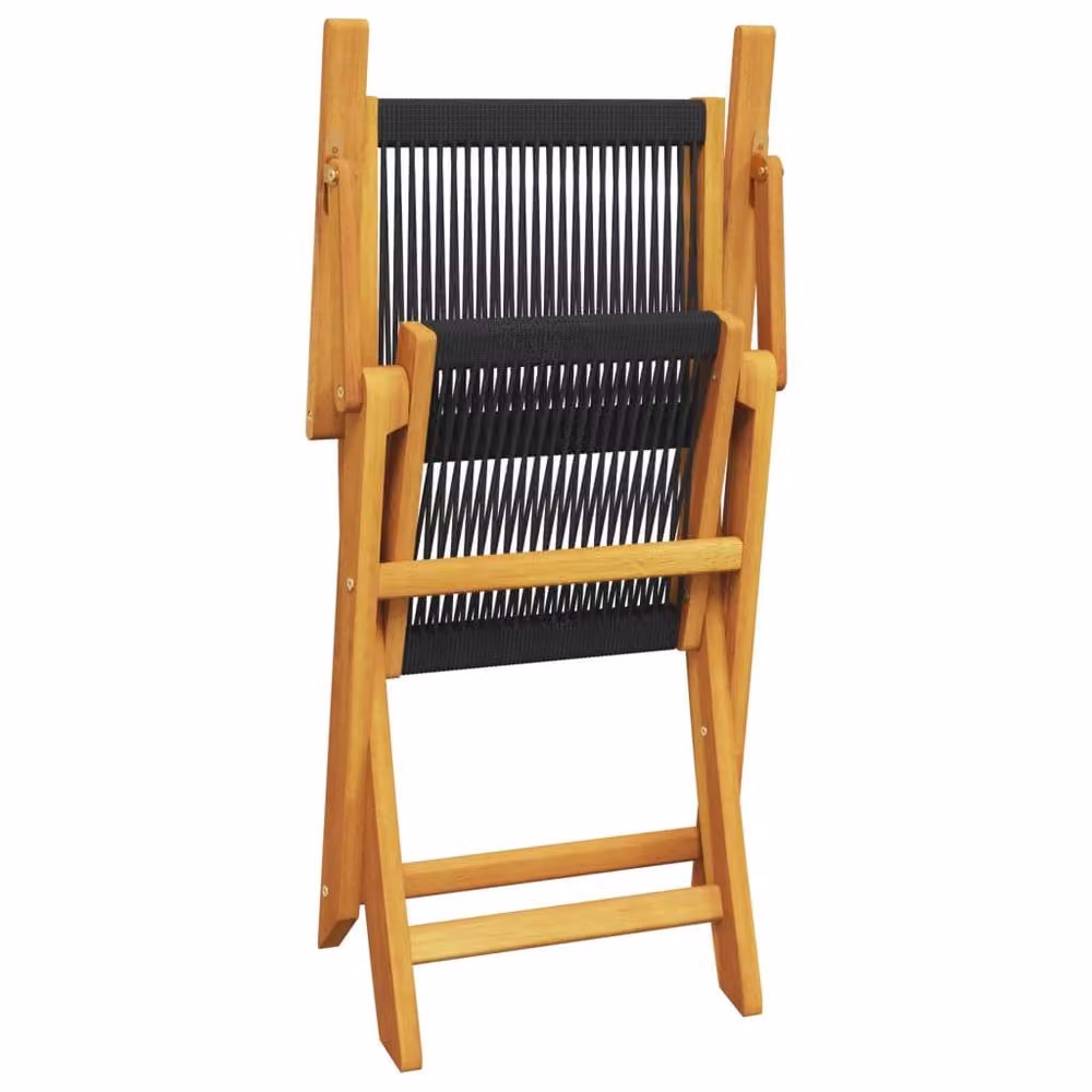 Berkfield Home 3 Piece Black Polypropylene and Acacia Wood Bistro Set – 3