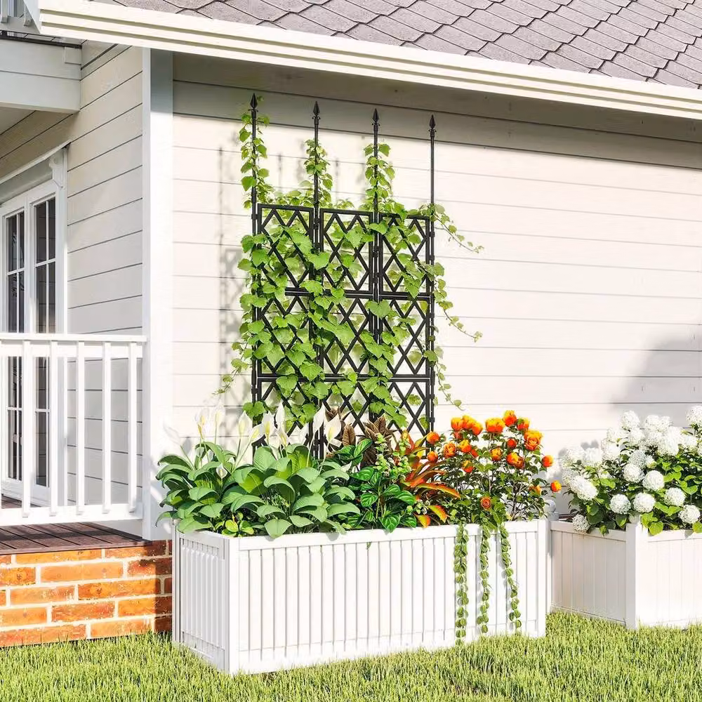 NESTLUNE Foldable Garden Trellis Lattice Climbing Support in Black, W/H: 15 x 100 cm – 4