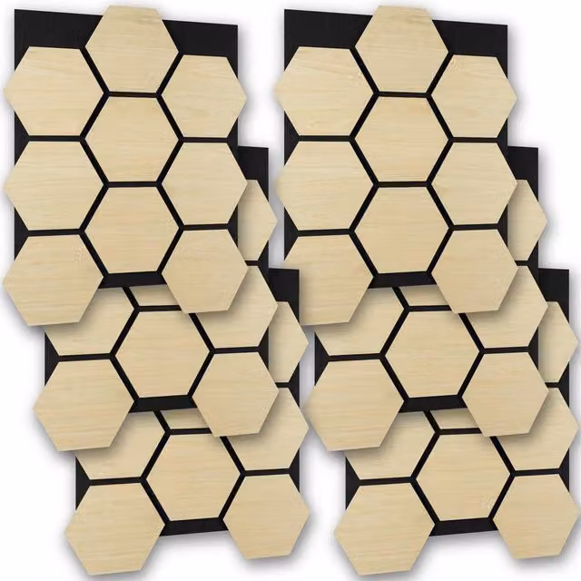 tectake Hexagonal Sound-Absorbing Acoustic Felt Panels in Light Oak Wood Look