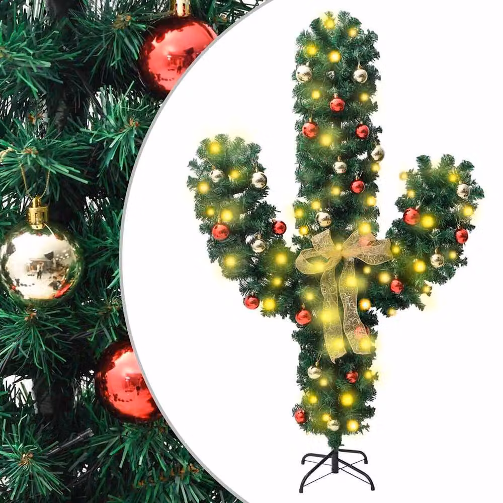 Berkfield Home Beautiful Christmas Cactus with Stand and LED, Green, Height: 180 cm – 2