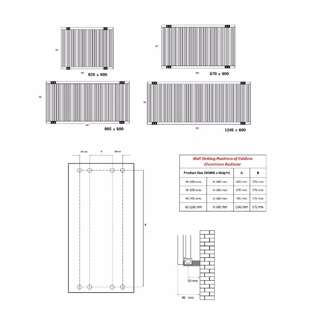 Bathroom Kingdom Caldaro Anthracite Designer Horizontal Aluminium Radiator in Grey, W: 60 cm, H: 99.5 cm, D: 6 cm – 2