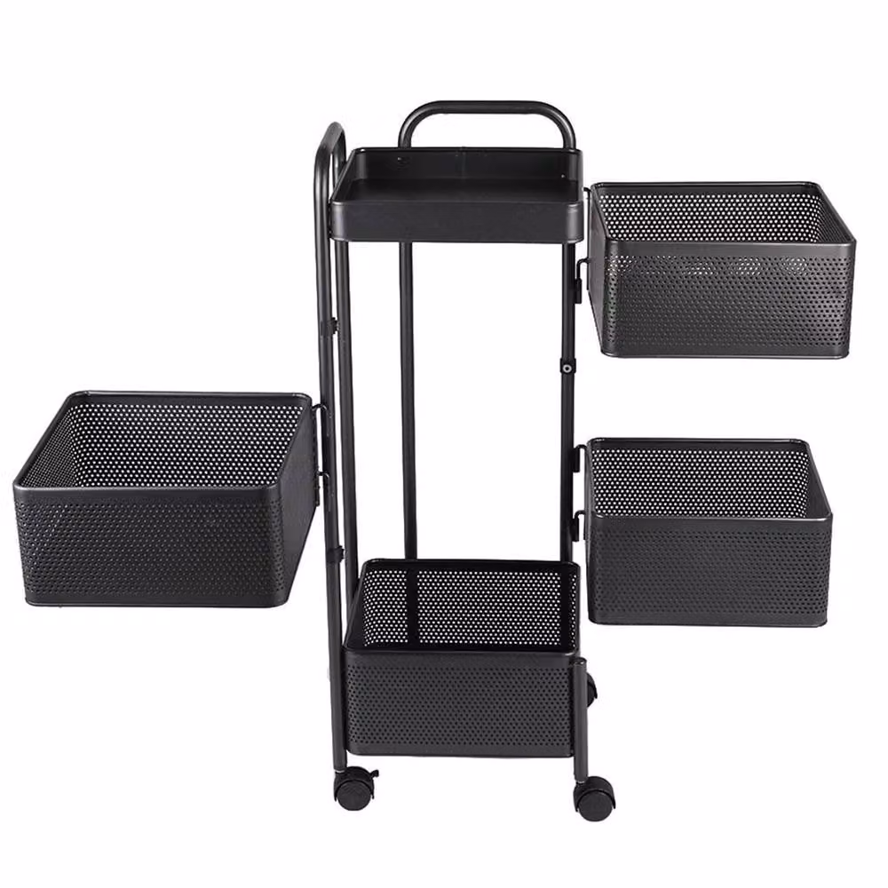 Garden Sanctuary 4-Tier Metal Kitchen and Balcony Storage Rack with Wheels in Matt Black – 2