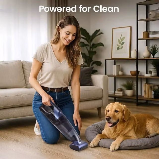 EONLION Handheld Cordless Rechargeable Car Vacuum Cleaner for Pet Hair in Blue, H: 100 cm