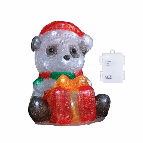 Samuel Alexander Battery Operated Light Up Christmas Ice Panda with 30 Cool White LEDs, White, Height: 20 cm – 4