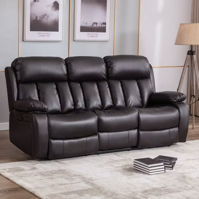More4Homes Chester 3 Seater Electric High Back Bonded Leather Recliner Sofa in Brown