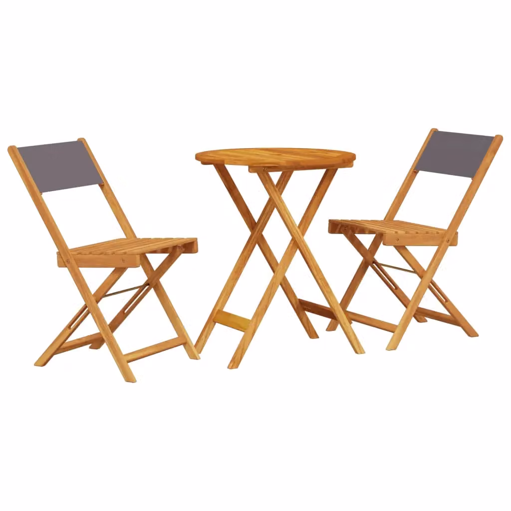 Berkfield Home 3 Piece Bistro Set in Anthracite Fabric and Black Acacia Wood – 2