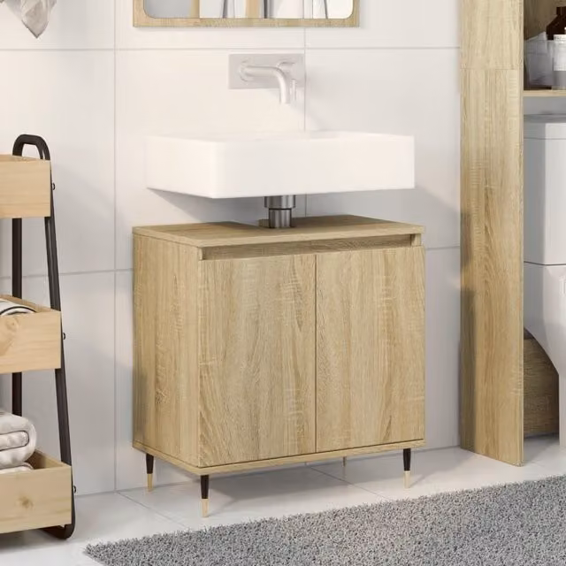 Berkfield Home Sonoma Oak Bathroom Cabinet, Brown, W/D/H: 58 x 33 x 60 cm
