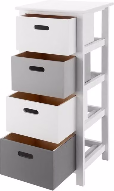 LIVIVO Nina 4 Drawer Storage Unit in White and Grey for Bathroom or Bedroom Use – 1