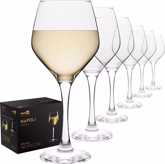 Homiu Set of 6 Transparent Crystal Wine Glasses