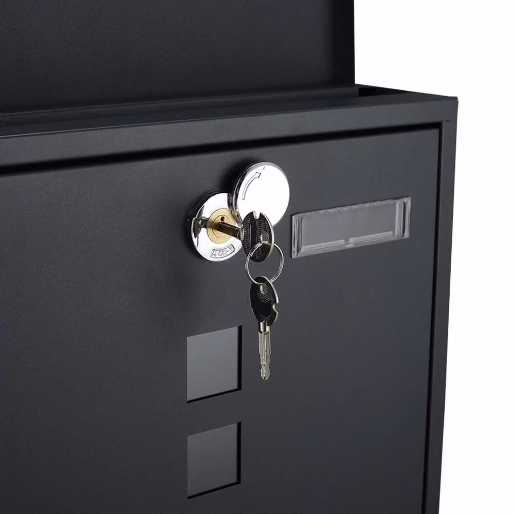 KORVIXA Black Steel Wall Mounted Modern Post Box, W/H: 100 x 100 cm – 4