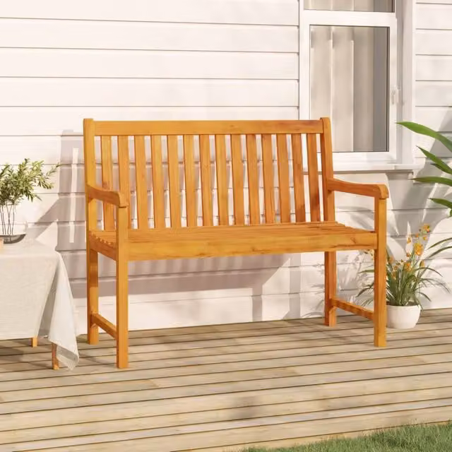 Berkfield Home Classic Garden Bench in Brown Solid Oiled Acacia Wood, Width: 110 cm