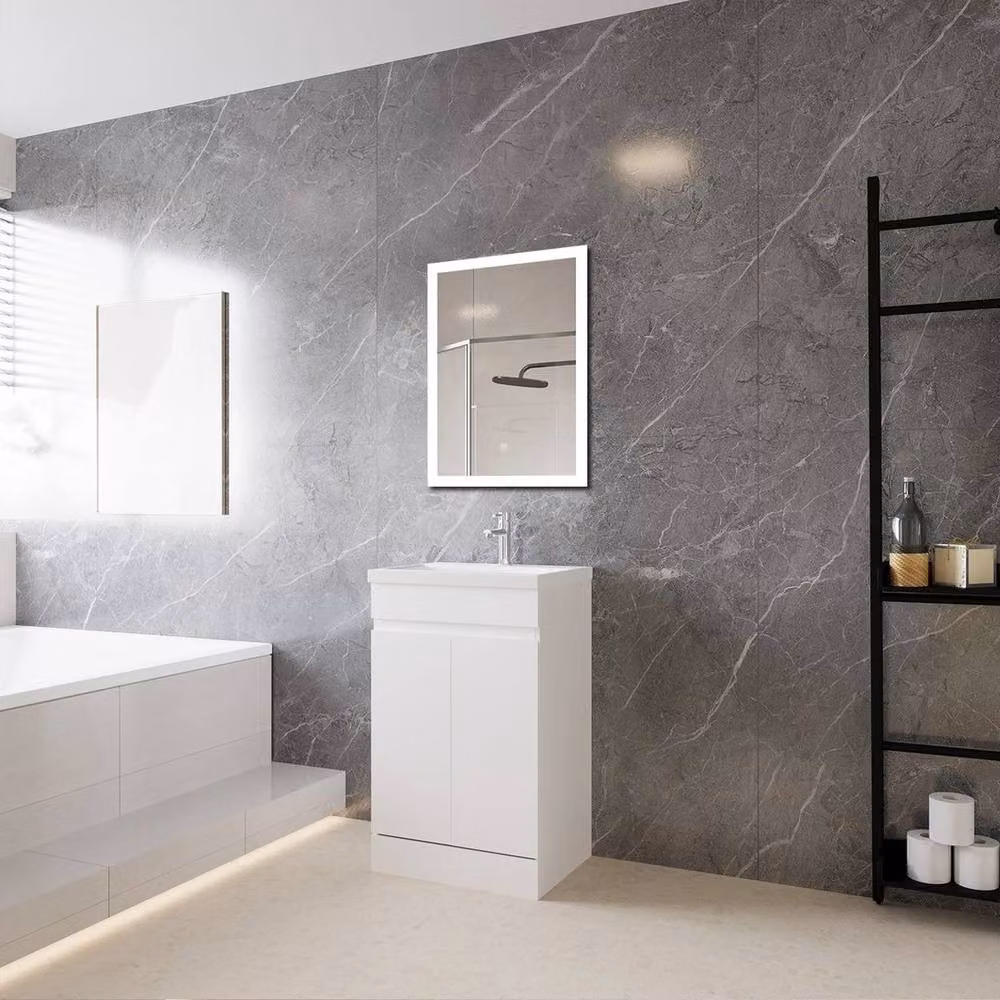 PAWNORA Matt White Freestanding Modern Bathroom Vanity Unit – 4