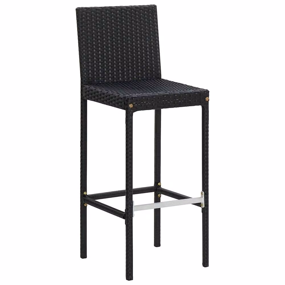 Berkfield Home Set of 4 Modern Black Poly Rattan Garden Bar Stools with Cushions – 3