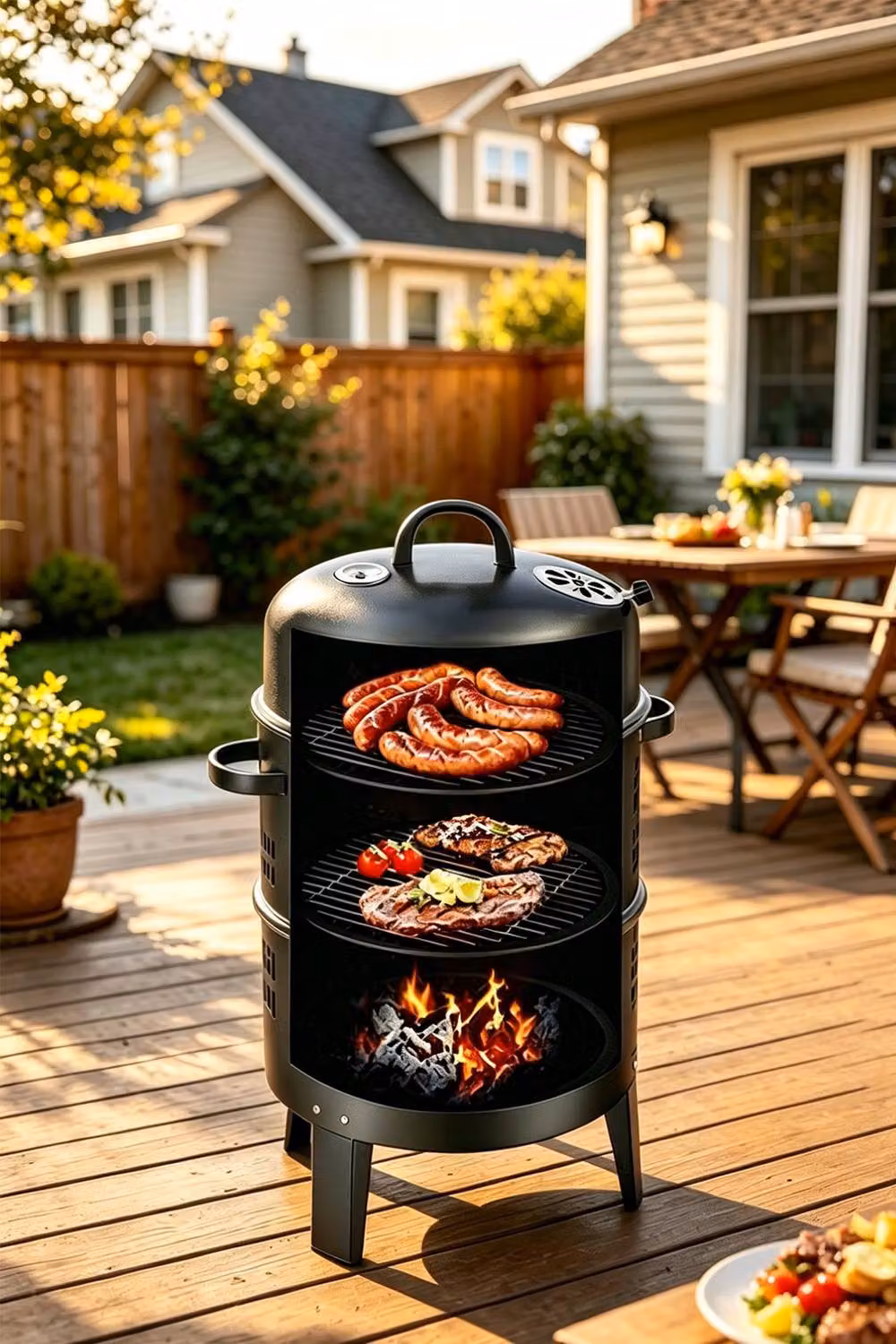 ExtraStar 3-in-1 Charcoal Smoker Grill in Black, W/D/H: 80 x 40 x 80 cm – 2