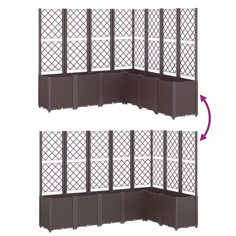 Berkfield Home Garden Planter with Trellis in Brown, W/D/H: 160 x 160 x 140 cm – 4