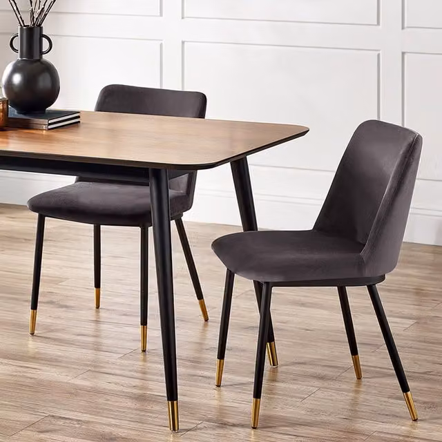 Julian Bowen Delaunay Set of 2 Upholstered Velvet Dining Chairs in Grey with Black Legs, H 83 cm x W 59 cm x D 50 cm – 4