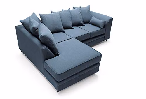 Abakus Direct Darcy Left Hand Facing L-Shaped 3 Seater Corner Sofa in Petrol Blue Fabric, W/D/H: 212 x 164 x 90 cm – 4