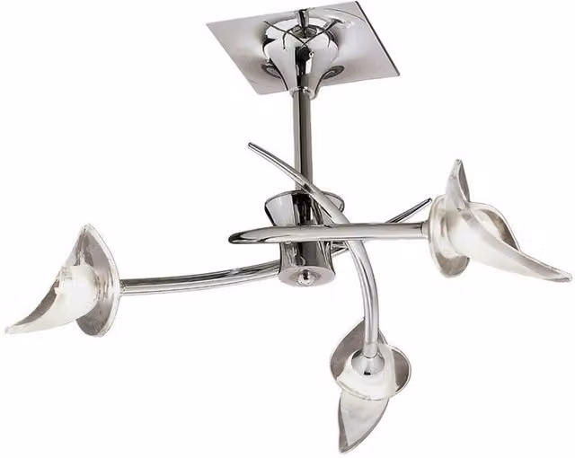 Netlighting Flavia Round Semi Flush Ceiling Light, 3 x G9, Polished Chrome and Grey Glass