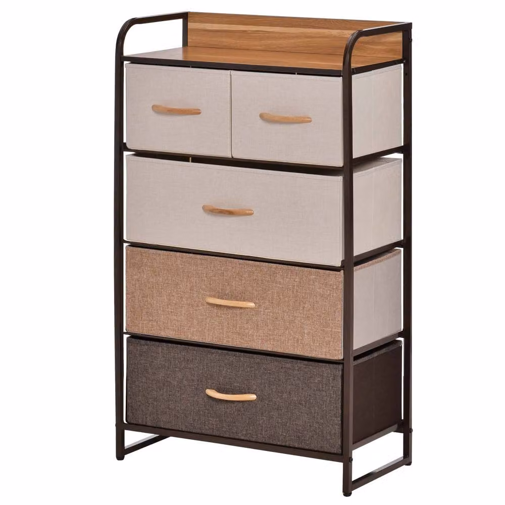 ERGOVEXA 5-Drawer Dresser Tower 3-Tier Storage Organiser in Multicolour – 3