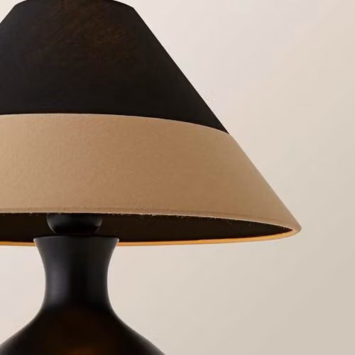 ValueLights Rupert Black Table Lamp with Fabric Cone Shade – 3