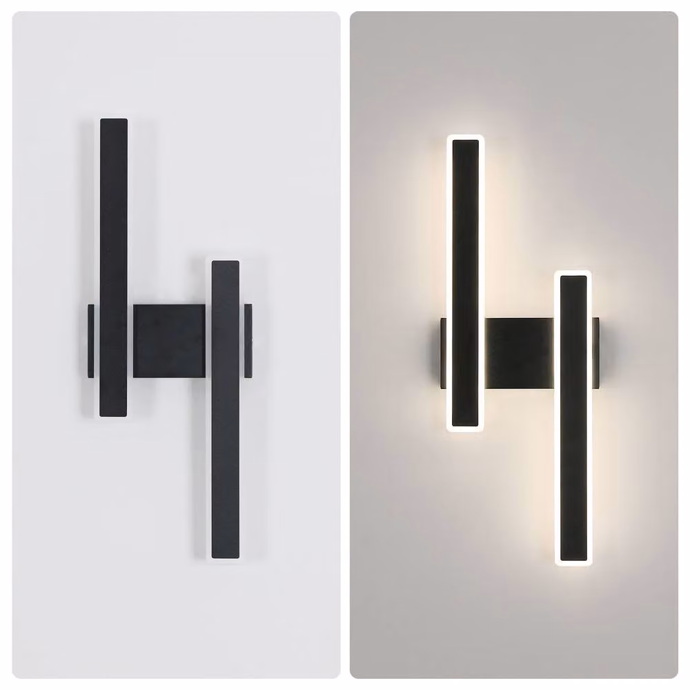 Goeco Modern Black Aluminium LED Wall Light with 4500K Cool White Up and Down Lighting – 5