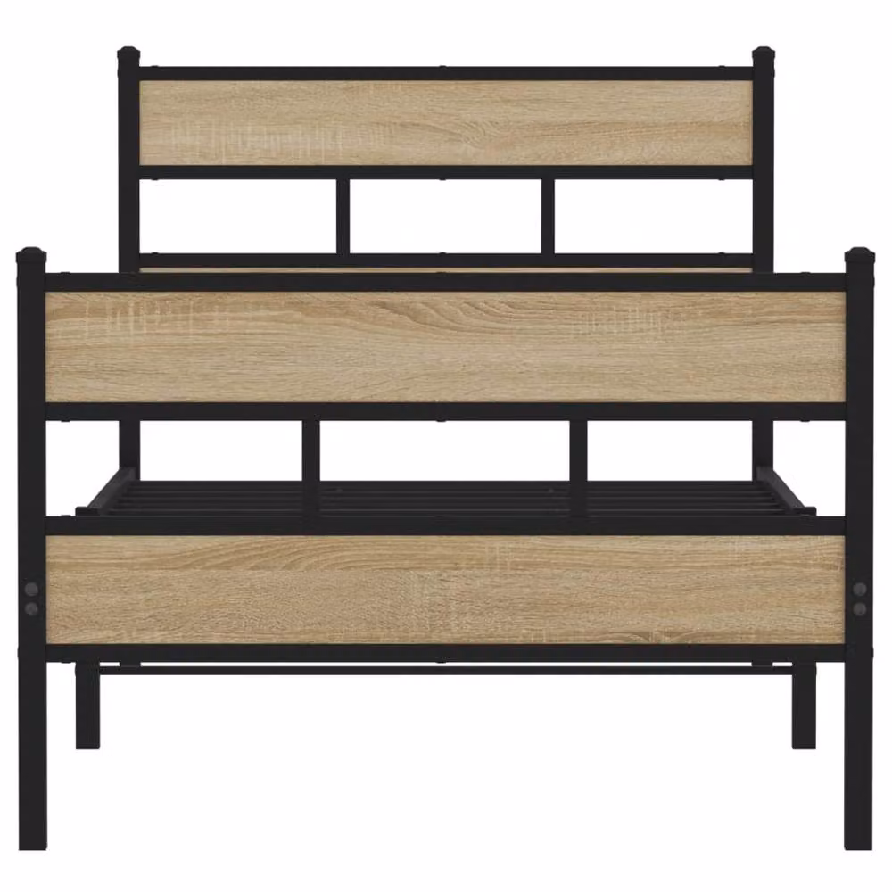 Berkfield Home Metal Bed Frame in Sonoma Oak, Brown, W/D/H: 90 x 190 cm – 3