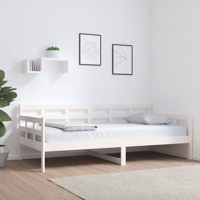 Berkfield Home Rustic White Solid Wood Pine Day Bed W/D/H: 190 x 90 x 0 cm – 1