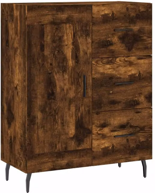 Berkfield Home Modern Smoked Oak Sideboard in Brown, W/D/H: 69.5 x 34 x 90 cm – 1