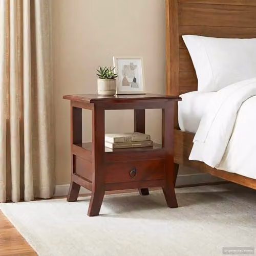 vidaXL Bedside Cabinet in Brown Solid Mahogany Wood, W/D/H: 40 x 40 x 45.5 cm – 2