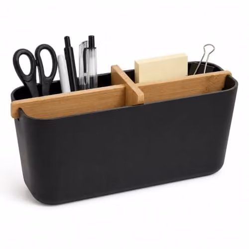 Orsina Grey and Black Detachable Bamboo Fibre Organiser with 4 Compartments