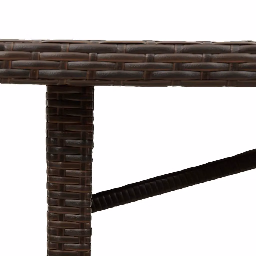 Berkfield Home Modern Brown Poly Rattan Garden Table with Glass Top, W/D/H: 240 x 90 x 75 cm – 5
