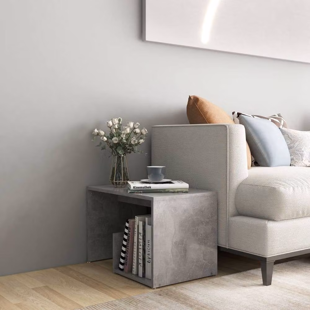 Berkfield Home Modern Side Table in Grey Concrete Effect, W/D/H: 59 x 36 x 38 cm – 2