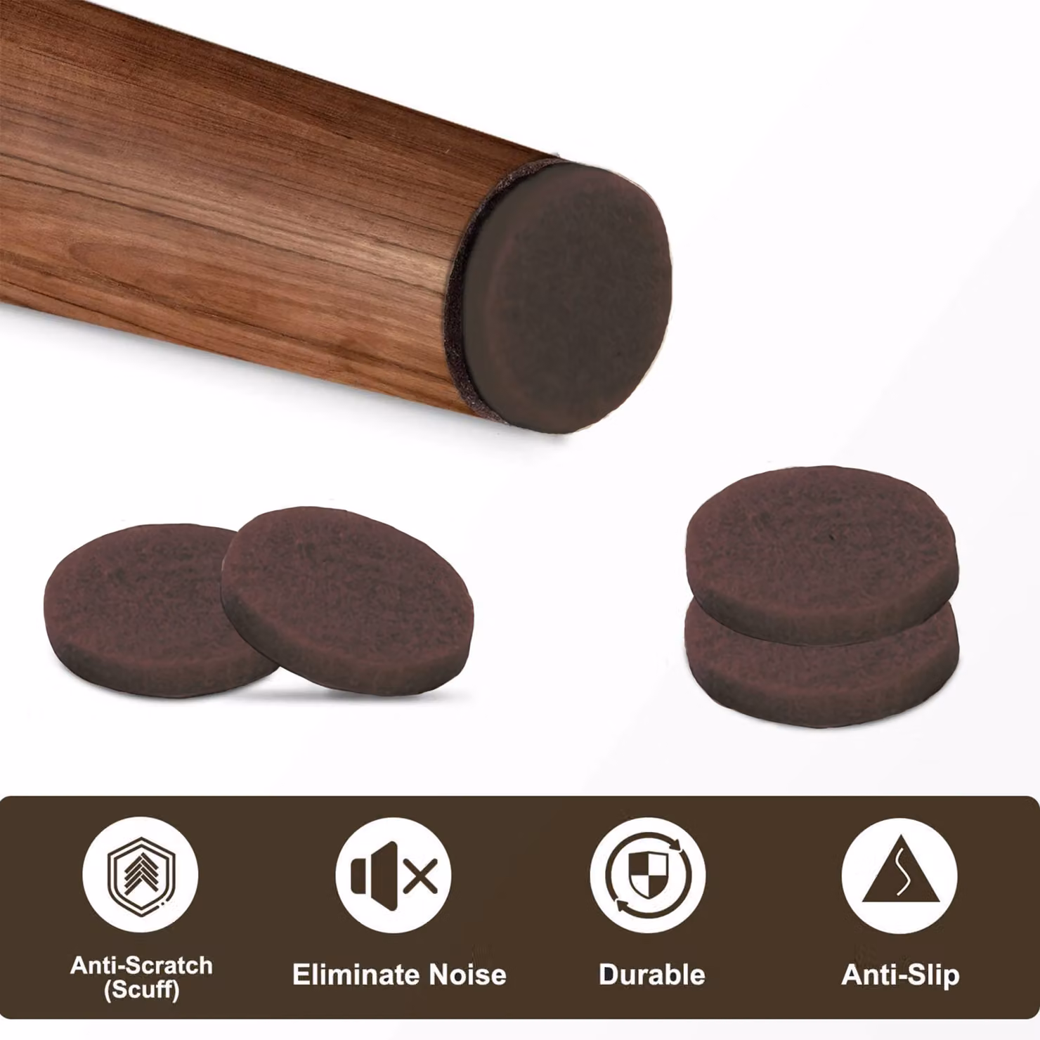 Orsina 80-Piece Adhesive Felt Floor Protection Pads in Brown – 3