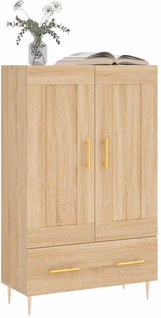 Berkfield Home Sonoma Oak Highboard in Light Tan, W/D/H: 69.5 x 31 x 115 cm