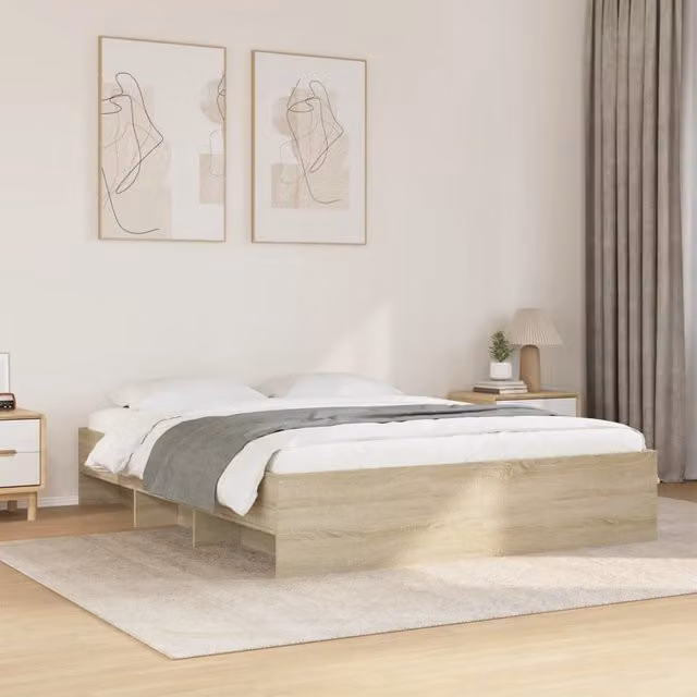 Berkfield Home Sonoma Oak Bed Frame in Brown, W/D/H: 160 x 200 cm