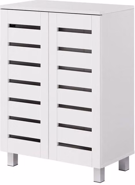 FORGEVIO White Wooden 4 Tier 2 Door Shoe Storage Cabinet with Internal Shelves