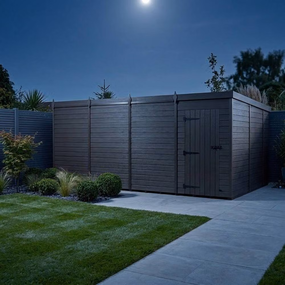 Buttercup Farm Grey Composite Pent Garden Shed with Single Door, W: 305 cm, D: 305 cm, H: 210 cm – 3