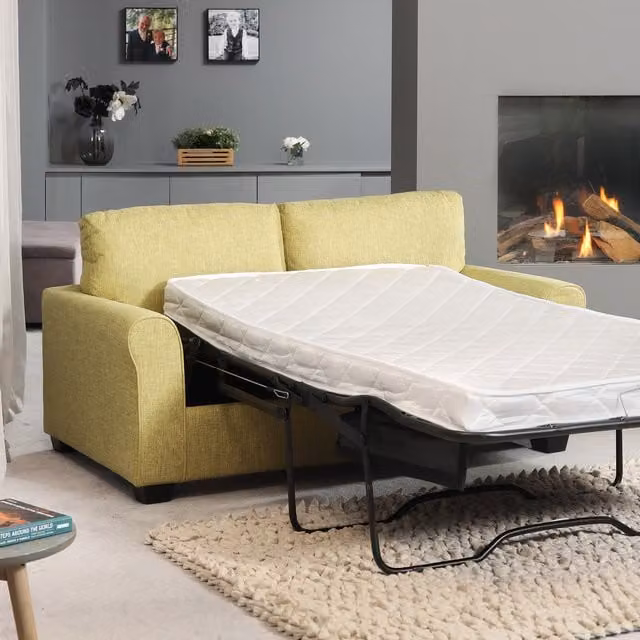 Artemis Home Dawson Green Fabric Sofabed with Solid Wood Frame and Pull Out Drawer