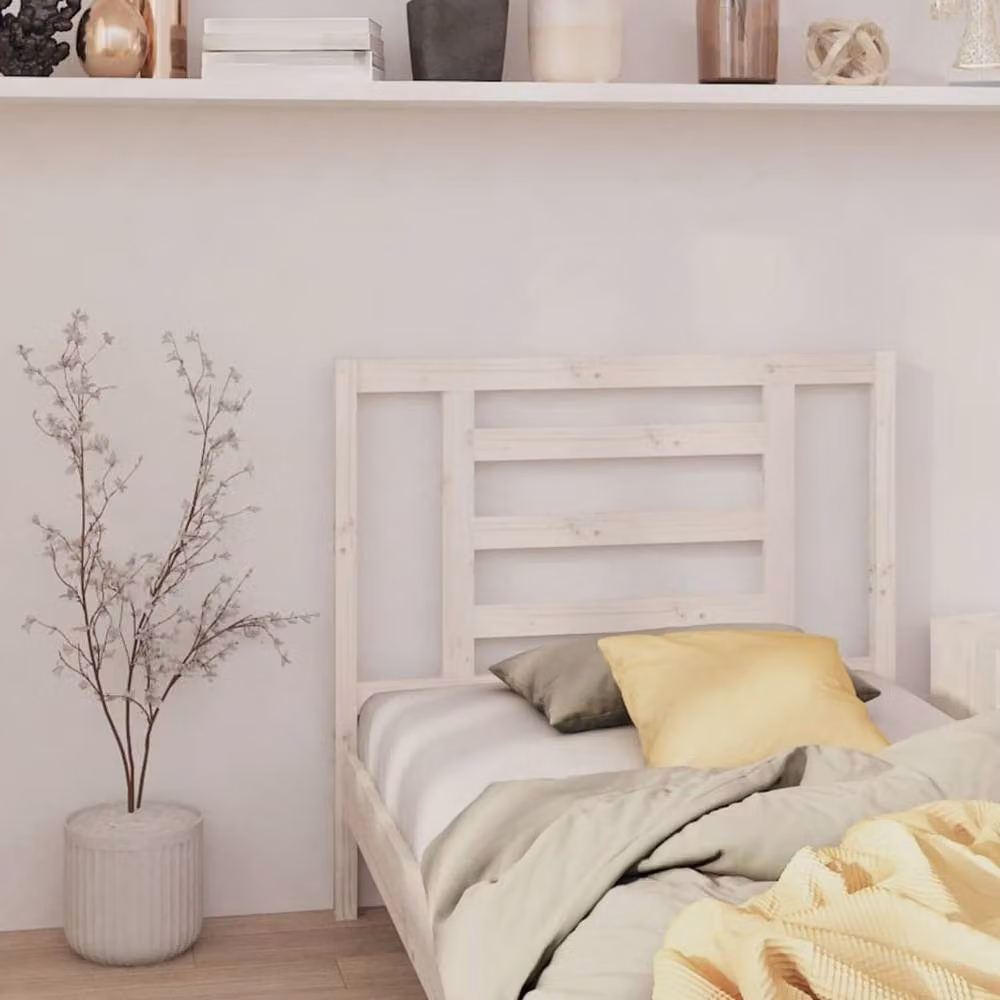 Berkfield Home Beautiful Bed Headboard in White Solid Wood Pine, W: 96 cm, D: 4 cm, H: 100 cm – 2
