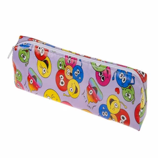 LG-Imports Emotion Faces Flat Pouch Pencil Case in White and Multicolour