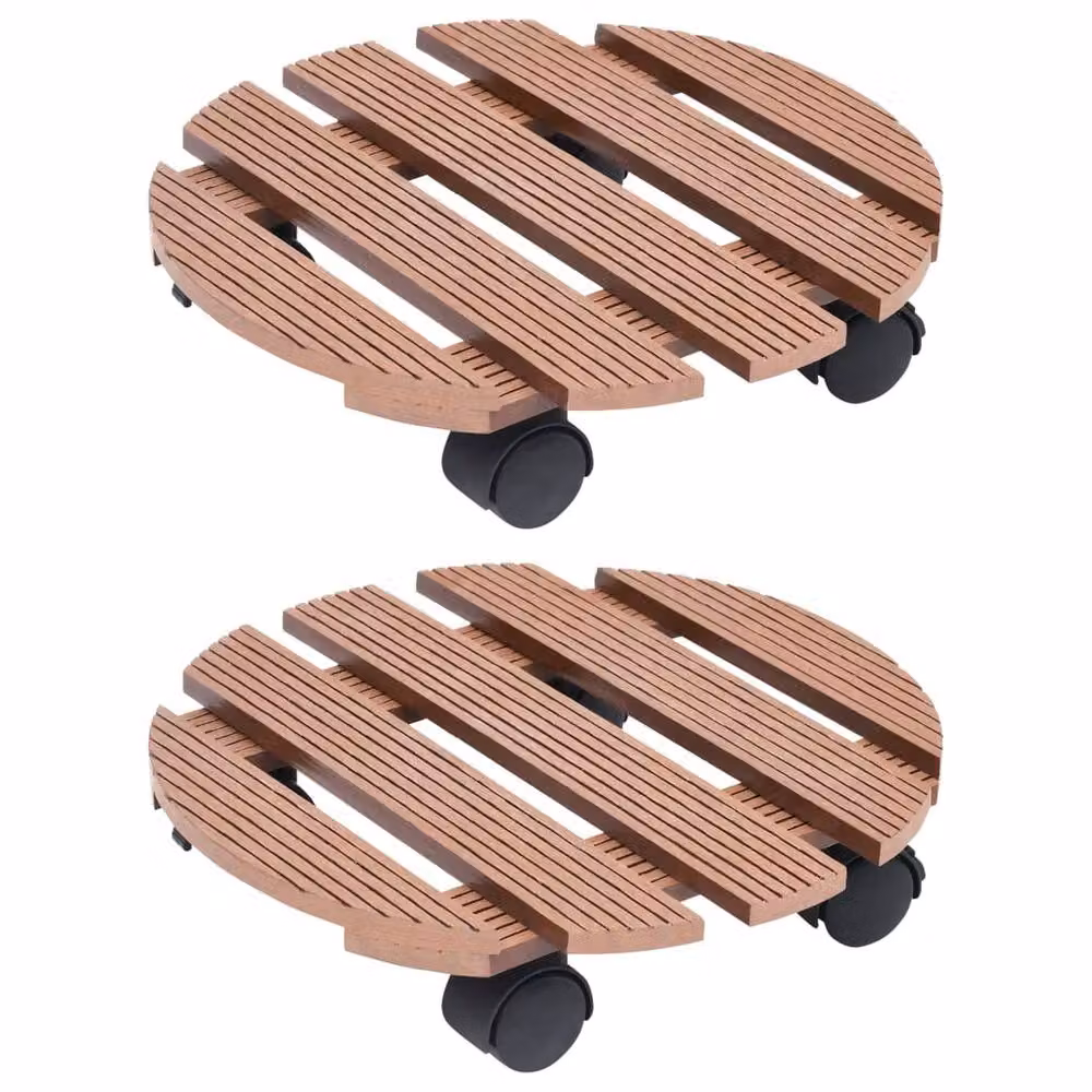 Berkfield Home WPC Plant Trolleys, 2 Pack, Brown, W: 30 cm, D: 7.5 cm – 2