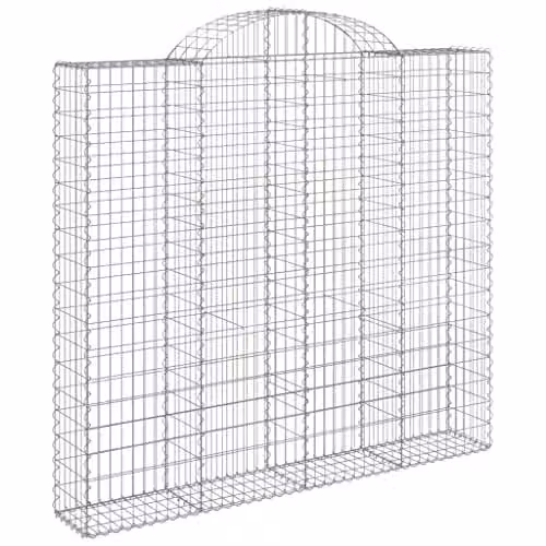 vidaXL Arched Gabion Basket in Silver Galvanised Steel, W/D/H: 200 x 50 x 190 cm – 1